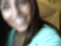 Brunette american girl dances and teases naked in her bedroom on cam